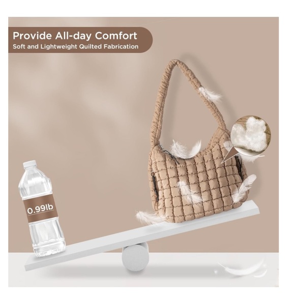 Large Puffer Quilted Tote Bag - Picture 3 of 5